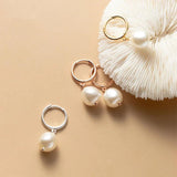 925 Silver Baroque Pearl Hugging Earrings for Women