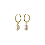925 Silver Geometric Baroque Pearl Hoop Earrings Party Jewelry