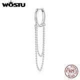 Wostu 925 Silver Earrings Pearl Chain Ear Buckles FIE1121