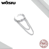 Wostu 925 Silver Earrings Pearl Chain Ear Buckles FIE1121