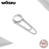 Wostu 925 Silver Earrings Pearl Chain Ear Buckles FIE1121