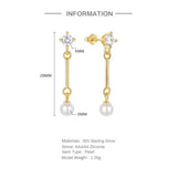 Pearl Lines 925 Sterling Silver Earring Drop Earrings
