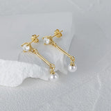 Pearl Lines 925 Sterling Silver Earring Drop Earrings