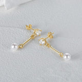 Pearl Lines 925 Sterling Silver Earring Drop Earrings