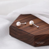 S999 Sterling Silver Pearl Stud Earrings Wedding Jewelry
