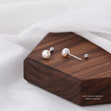 S999 Sterling Silver Pearl Stud Earrings Wedding Jewelry