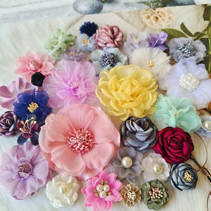 10PCS Chiffon Gauze Flower Fabric Silk Flower Head Hair Accessories DIY Flowers