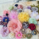 10PCS Chiffon Gauze Flower Fabric Silk Flower Head Hair Accessories DIY Flowers