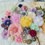 10PCS Chiffon Gauze Flower Fabric Silk Flower Head Hair Accessories DIY Flowers