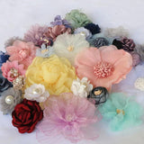 10PCS Chiffon Gauze Flower Fabric Silk Flower Head Hair Accessories DIY Flowers