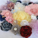 10PCS Chiffon Gauze Flower Fabric Silk Flower Head Hair Accessories DIY Flowers