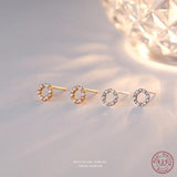 925 Silver Pearl Zircon Stud Earrings Women Jewelry
