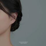 925 Silver Pearl Zircon Stud Earrings Women Jewelry