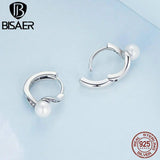 925 Silver Shell Bead Hoop Earrings Zircon Ear Clip for Women Wedding