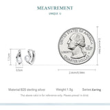 925 Silver Shell Bead Hoop Earrings Zircon Ear Clip for Women Wedding