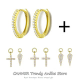925 Silver Cross Rivet Zircon Charms Pendant DIY Bracelet Necklace Accessory