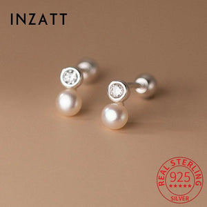 925 Silver Zircon CZ Pearl Stud Earrings for Women