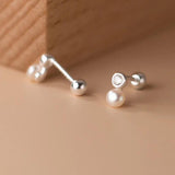 925 Silver Zircon CZ Pearl Stud Earrings for Women