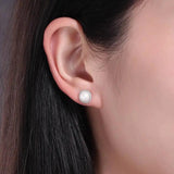Natural Pearl Round Earrings 925 Sterling Silver Stud Earrings 6MM