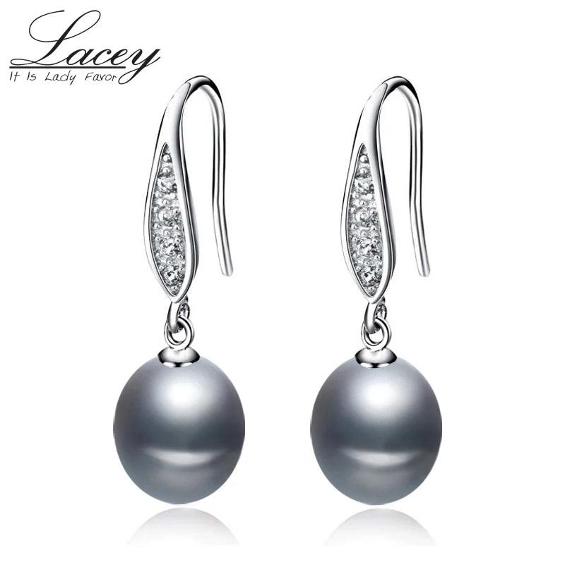 Wedding Pearl Drop Earrings, Sterling Silver Fine Jewelry