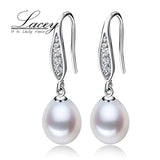 Wedding Pearl Drop Earrings, Sterling Silver Fine Jewelry