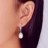 Wedding Pearl Drop Earrings, Sterling Silver Fine Jewelry