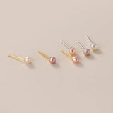 5-6mm Freshwater Pearl Round Stud Earrings 925 Sterling Silver