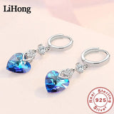 925 Silver Heart Zircon Earrings Engagement Charm Jewelry