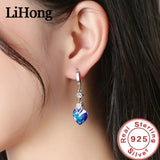 925 Silver Heart Zircon Earrings Engagement Charm Jewelry