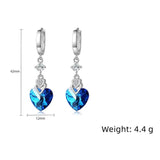 925 Silver Heart Zircon Earrings Engagement Charm Jewelry