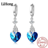 925 Silver Heart Zircon Earrings Engagement Charm Jewelry