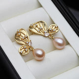 Freshwater Natural Pearl Drop Earrings - Gold Plated 925 Silver Earrings