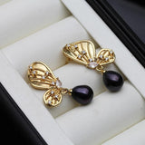 Freshwater Natural Pearl Drop Earrings - Gold Plated 925 Silver Earrings