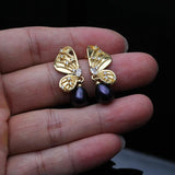 Freshwater Natural Pearl Drop Earrings - Gold Plated 925 Silver Earrings