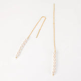 S925 Small Pearls Long Tassel Ear Stud Earrings