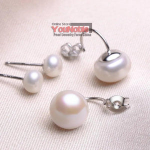 Black Freshwater Pearl Earrings 925 Sterling Silver Jewelry