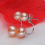 Black Freshwater Pearl Earrings 925 Sterling Silver Jewelry