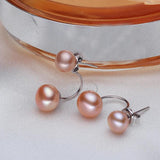 Black Freshwater Pearl Earrings 925 Sterling Silver Jewelry