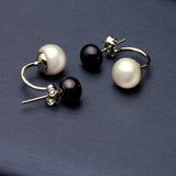 Black Freshwater Pearl Earrings 925 Sterling Silver Jewelry