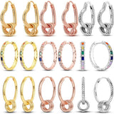 925 Sterling Silver Rosegold CZ Hoop Earrings