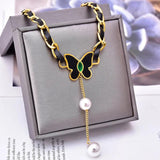 Butterfly Necklace with Pearl Pendant, Intellectually Charming