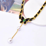 Butterfly Necklace with Pearl Pendant, Intellectually Charming
