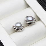 Classic Natural Freshwater Pearl Earrings, 925 Silver Studs, Thanksgiving Gift