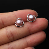 Classic Natural Freshwater Pearl Earrings, 925 Silver Studs, Thanksgiving Gift