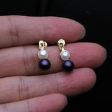 Double Pearl Earrings For Women,Real Natural Freshwater Stud Pearl Earrings