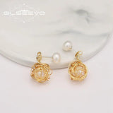 Golden Freshwater Pearl Stud Earrings High Jewelry