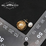 Golden Freshwater Pearl Stud Earrings High Jewelry