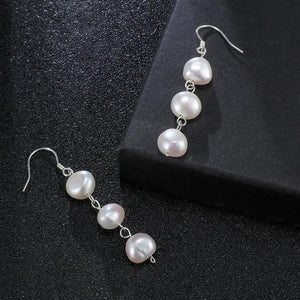Baroque Shape Freshwater Pearls Tassel Earrings 925 Sterling Silver