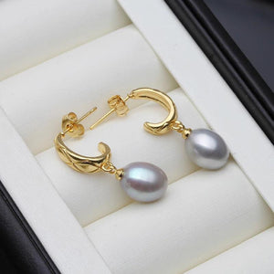 Natural Stone Pearl Earring Women 925 Silver Daughter Birthday Gift