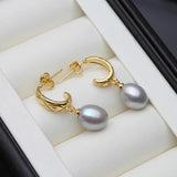 Natural Stone Pearl Earring Women 925 Silver Daughter Birthday Gift